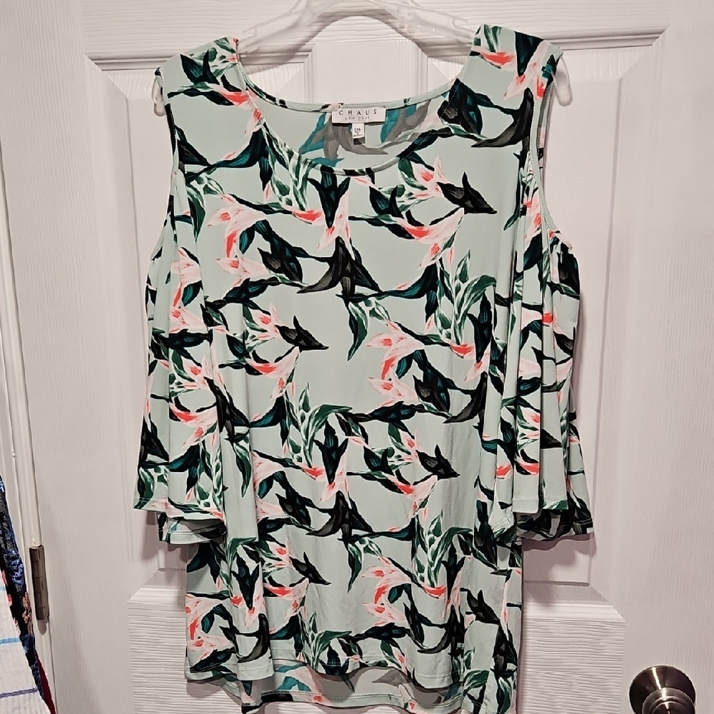 Chaus Mint Green Floral Blouse